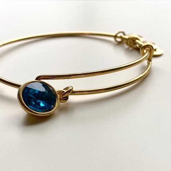 Alex and Ani Blue Zircon Gold Charm Bracelet - Picture 4 of 5